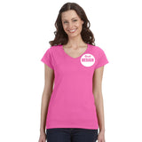 CUSTOM T-Shirt Ladies V-Neck - 12 or More Pieces - 1 colour print  (2 Designs)