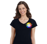 CUSTOM T-Shirt Ladies V-Neck - 12 or More Pieces - Multi-Colour print  (2 Designs)