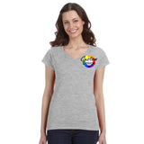 CUSTOM T-Shirt Ladies V-Neck - 12 or More Pieces - Multi-Colour print  (3 Designs)