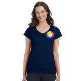 CUSTOM T-Shirt Ladies V-Neck - 12 or More Pieces - Multi-Colour print  (1 Design)