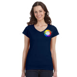CUSTOM T-Shirt Ladies V-Neck - 12 or More Pieces - Multi-Colour print  (2 Designs)