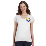 CUSTOM T-Shirt Ladies V-Neck - 12 or More Pieces - Multi-Colour print  (2 Designs)