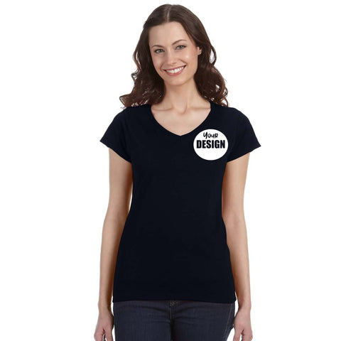 CUSTOM T-Shirt Ladies V-Neck - 12 or More Pieces - 1 colour print  (1 Design)