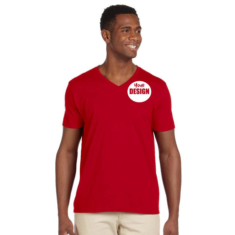 CUSTOM T-Shirt Men's V-Neck - One Colour Print (One Design) - 1 - 11 Pieces